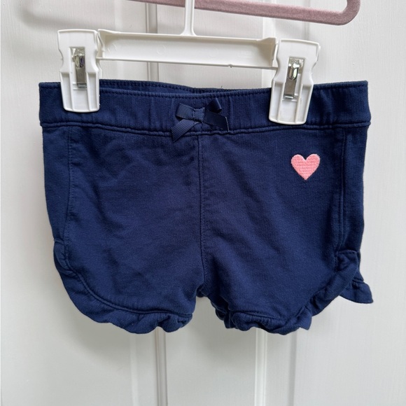 NWOT Simple Joys by Carter’s 3T Girls Blue Soft Shorts with Pink Heart - Picture 1 of 5